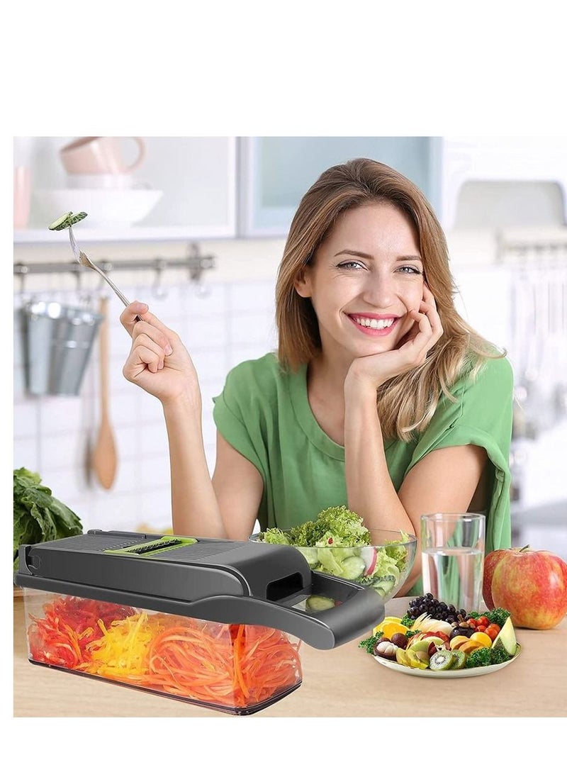iLaa - Vegetable Chopper, Chopper Vegetable Cutter, 14 In-1 Multifunctional Food Chopper, With 8 Blade Kitchen Slicer, Dicer, Chopper, Veggie Chopper with Container, Onion Chopper Dicer Vegetables Chopper - Image 1