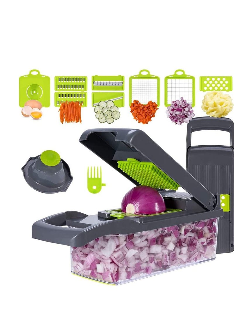 iLaa - Vegetable Chopper, Chopper Vegetable Cutter, 14 In-1 Multifunctional Food Chopper, With 8 Blade Kitchen Slicer, Dicer, Chopper, Veggie Chopper with Container, Onion Chopper Dicer Vegetables Chopper - Image 1