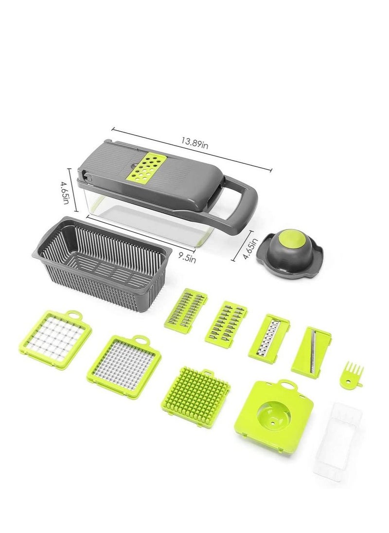 iLaa - Vegetable Chopper, Chopper Vegetable Cutter, 14 In-1 Multifunctional Food Chopper, With 8 Blade Kitchen Slicer, Dicer, Chopper, Veggie Chopper with Container, Onion Chopper Dicer Vegetables Chopper - Image 1