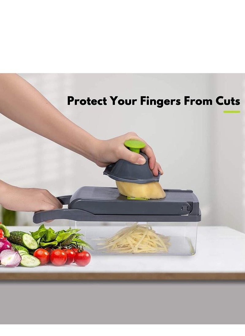 iLaa - Vegetable Chopper, Chopper Vegetable Cutter, 14 In-1 Multifunctional Food Chopper, With 8 Blade Kitchen Slicer, Dicer, Chopper, Veggie Chopper with Container, Onion Chopper Dicer Vegetables Chopper - Image 1