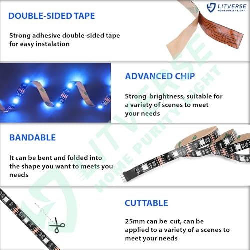 LITVERSE Light Strips 4Meter | RGB 5050 Color Changing LED Strip Light with USB Cable for TV Backlight, Bedroom, Cabinet Shelf Display (4Meter-Upto 50" to Above - Multi) - Image 5