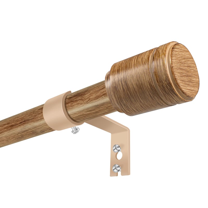 Edidonson 5/8â€ Diameter Curtain Rods 30-90 Inch, for 30-84 Inch Windows, Adjustable Splicing Wood Grain Curtain Rods for Windows with Brackets, Window Rod Long Small Curtains Rod, 1 Pack - Image 1