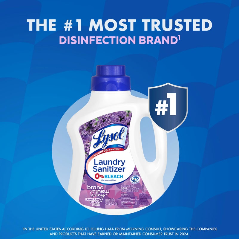 Lysol Disinfectant Laundry Sanitizer & Scent Booster, Laundry Detergent Additive, Color Safe Bleach Alternative, Laundry Odor Eliminator, Kills Bacteria & Viruses, Lavender Scent, 90 Fl Oz - Image 2