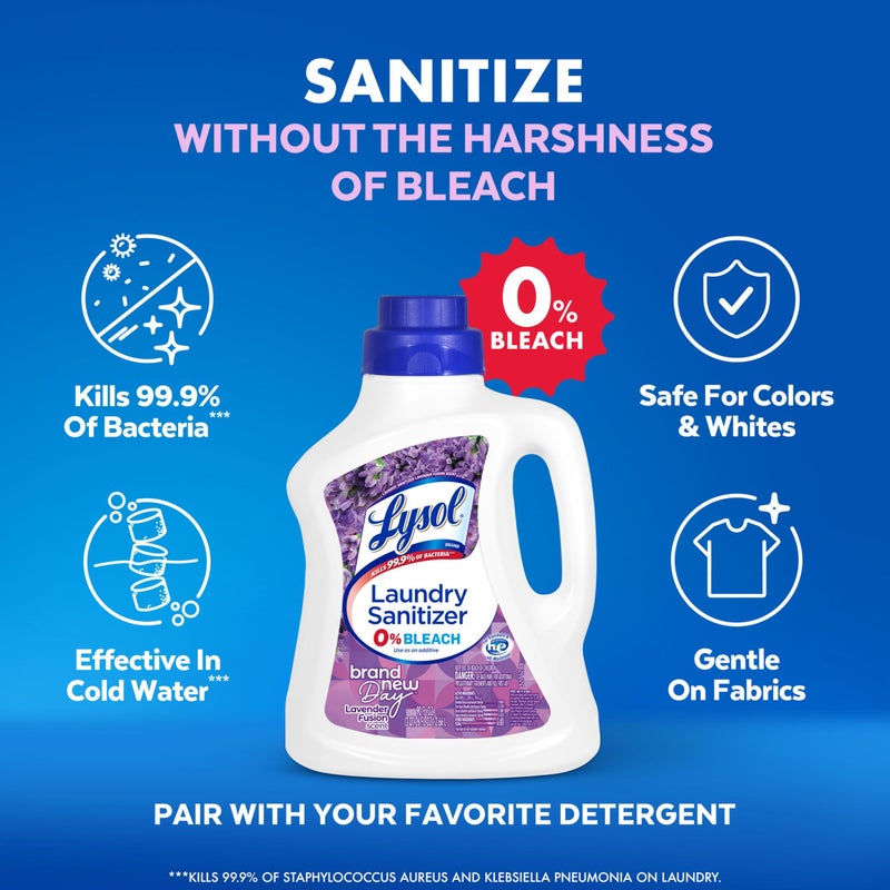 Lysol Disinfectant Laundry Sanitizer & Scent Booster, Laundry Detergent Additive, Color Safe Bleach Alternative, Laundry Odor Eliminator, Kills Bacteria & Viruses, Lavender Scent, 90 Fl Oz - Image 5