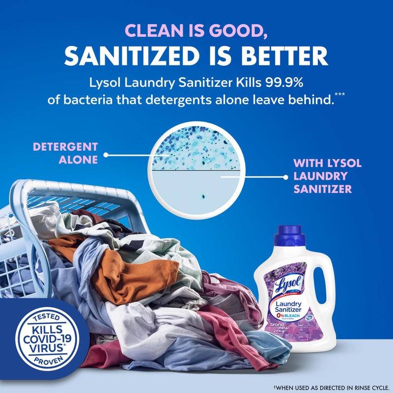 Lysol Disinfectant Laundry Sanitizer & Scent Booster, Laundry Detergent Additive, Color Safe Bleach Alternative, Laundry Odor Eliminator, Kills Bacteria & Viruses, Lavender Scent, 90 Fl Oz - Image 4