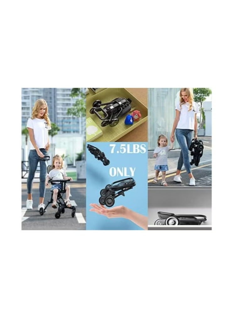 Pocket Stroller for Travel Stroller for Airplane Portable Compact Airport Stroller Small Stroller for Toddler Travel All Terrain Stroller for Toddler Stroller for Upto 65 Lbs (black) - Image 2