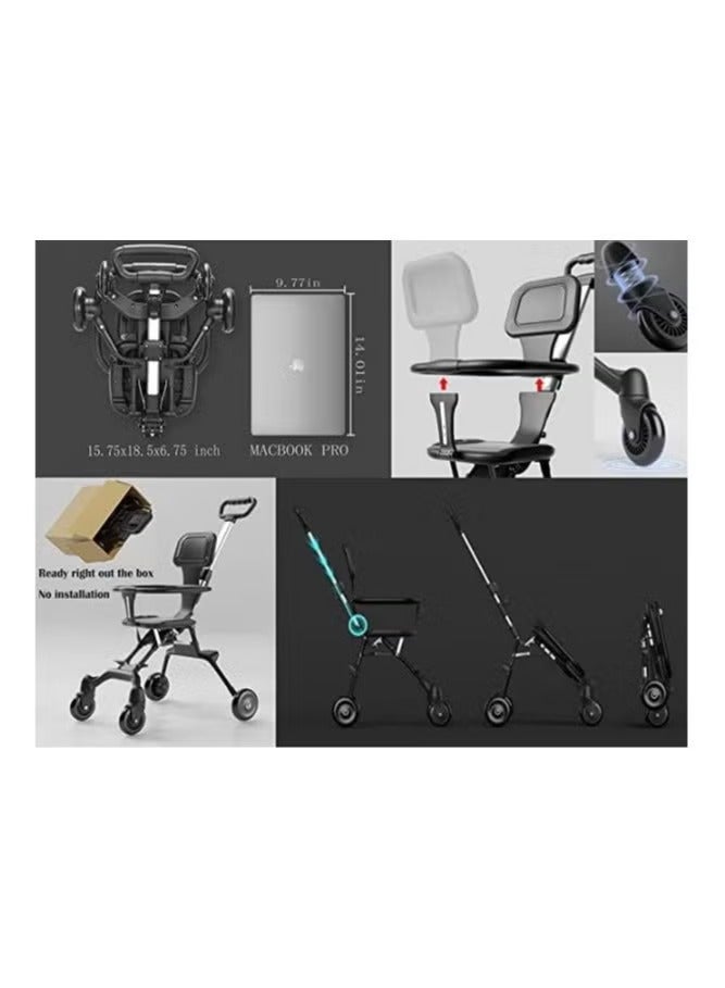 Pocket Stroller for Travel Stroller for Airplane Portable Compact Airport Stroller Small Stroller for Toddler Travel All Terrain Stroller for Toddler Stroller for Upto 65 Lbs (black) - Image 3