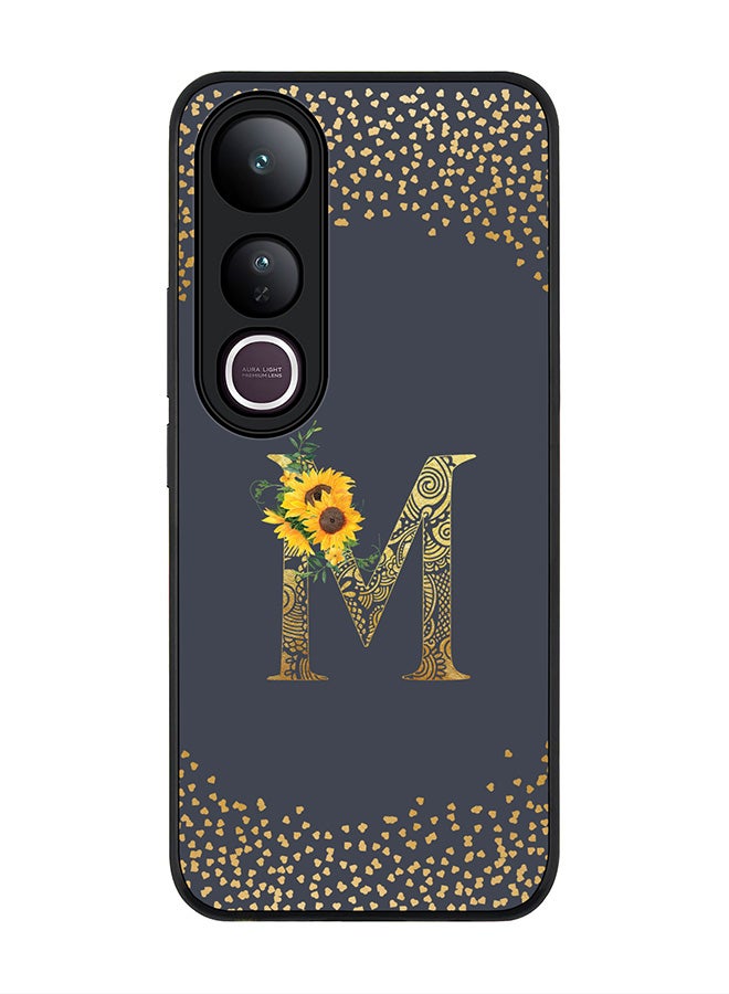 Stylizedd For vivo V50 Lite Case,Slim fit Camera Protection, Shockproof Thin Phone cover  - Custom Floral Monogram - M  (Grey )