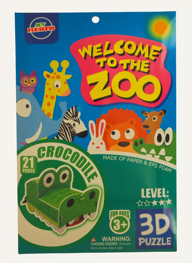 Kids' Zoo Animals DIY Puzzle: 3D Crocodile Paper Model Kit - Easy Build Educational Toy to Boost Spatial IQ - Image 2