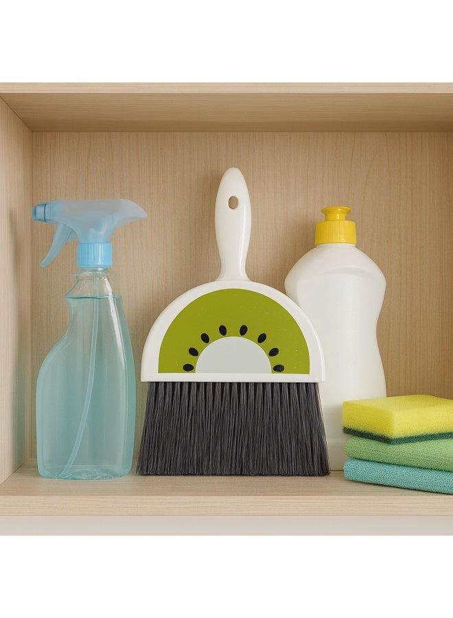 Mini Dustpan and Brush Set for Quick Cleaning – Cute Fruit Design, Soft Flexible Bristles, Snap-Lock Storage, for Home, Office, Car, Keyboard, Rugs and Floors- Green - Image 3