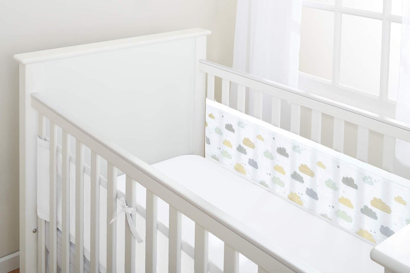 BreathableBaby BreathableBaby Breathable Mesh Liner For Cot Beds — Covers 2 Sides — Classic — 3 mm — On Cloud Nine — 2 Panels — Non-Padded Single Layer — Safer Than a Crib Bumper — UK/EU Safety Tested - Image 1