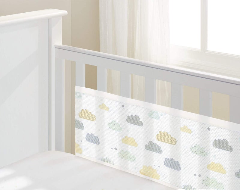 BreathableBaby BreathableBaby Breathable Mesh Liner For Cot Beds — Covers 2 Sides — Classic — 3 mm — On Cloud Nine — 2 Panels — Non-Padded Single Layer — Safer Than a Crib Bumper — UK/EU Safety Tested - Image 2