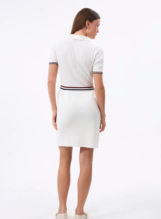 FELIX HARDY V neck Collared Elegant Knit Midi Summer Dress