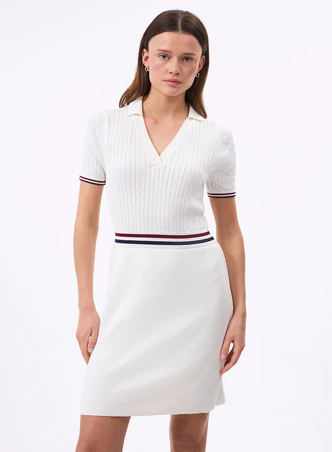 FELIX HARDY V neck Collared Elegant Knit Midi Summer Dress