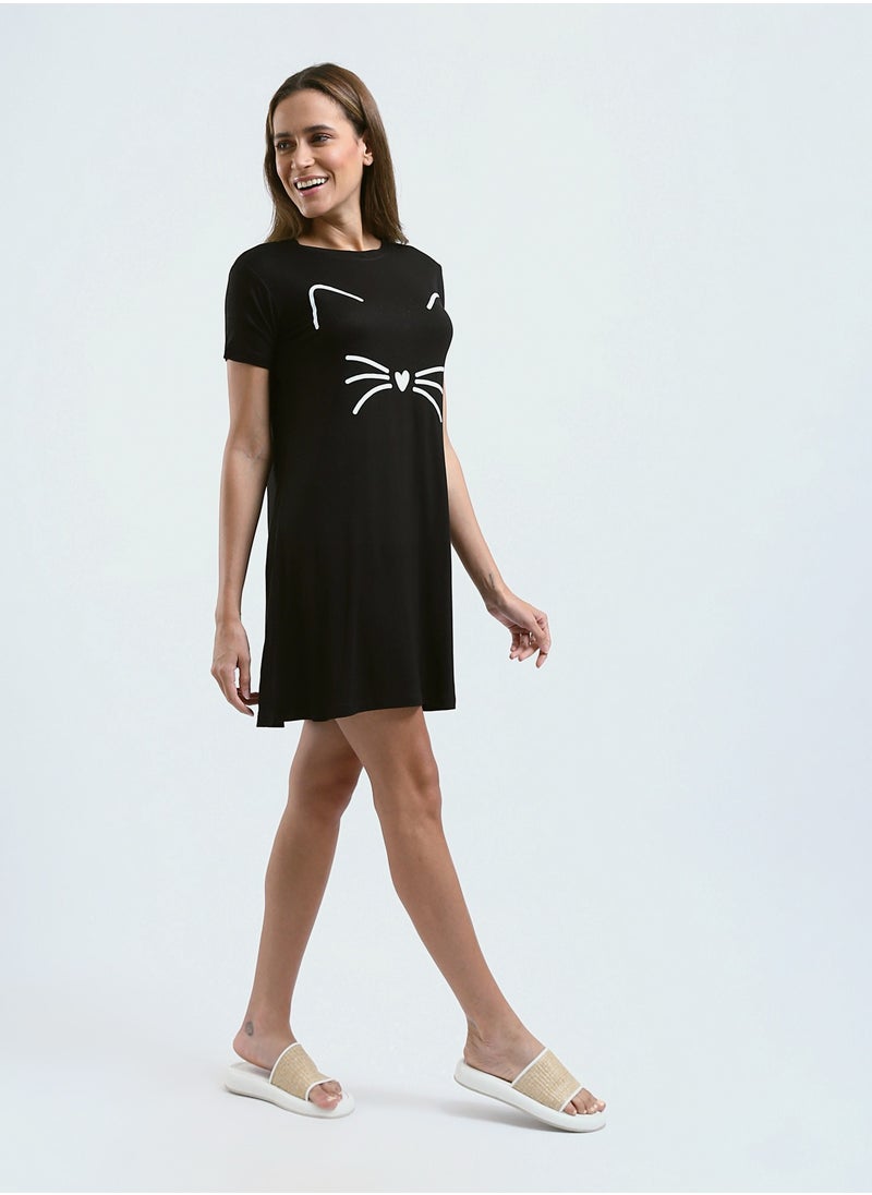 Mesery - Sleepshirt Cotton Short Sleeves Printed - Image 1