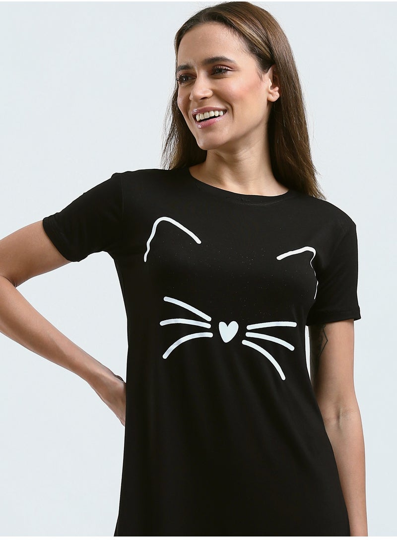 Mesery - Sleepshirt Cotton Short Sleeves Printed - Image 1