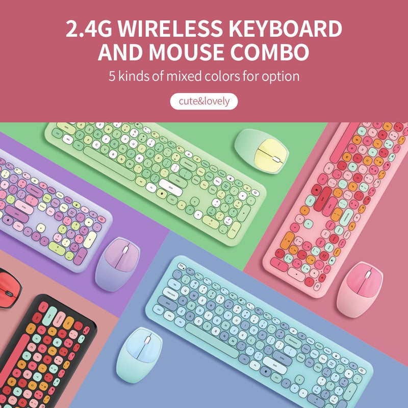 مجموعة لوحة المفاتيح Mofii 666 اللاسلكية 2.4G باللون المختلط، مجموعة لوحة مفاتيح بمفتاحين 110 ومفاتيح بانك مستديرة للفتاة، باللون الأسود - Image 3