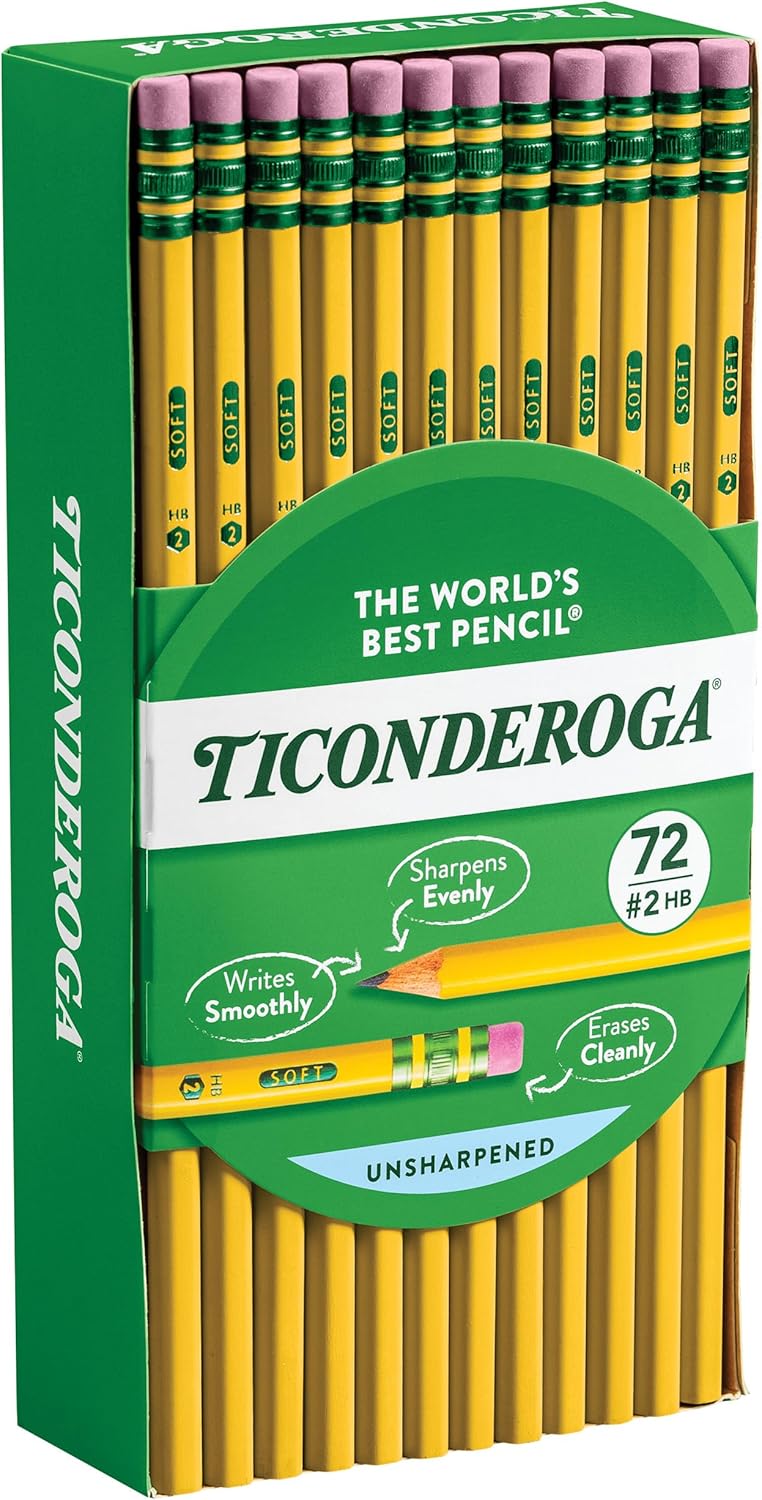 Ticonderoga Wood-Cased Pencils, Unsharpened, #2 HB Soft, Yellow, 72 Count - Image 5