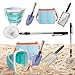 Olutacot 10 Pack Beach Toys Set Adjustable Extra Long Sand Sifter Mesh Shovel Mesh Beach Bag for Kids Foldable Beach Bucket Beach Shovel Sand Toys for Shells Collecting Shark Tooth Beach Toys - Image 2