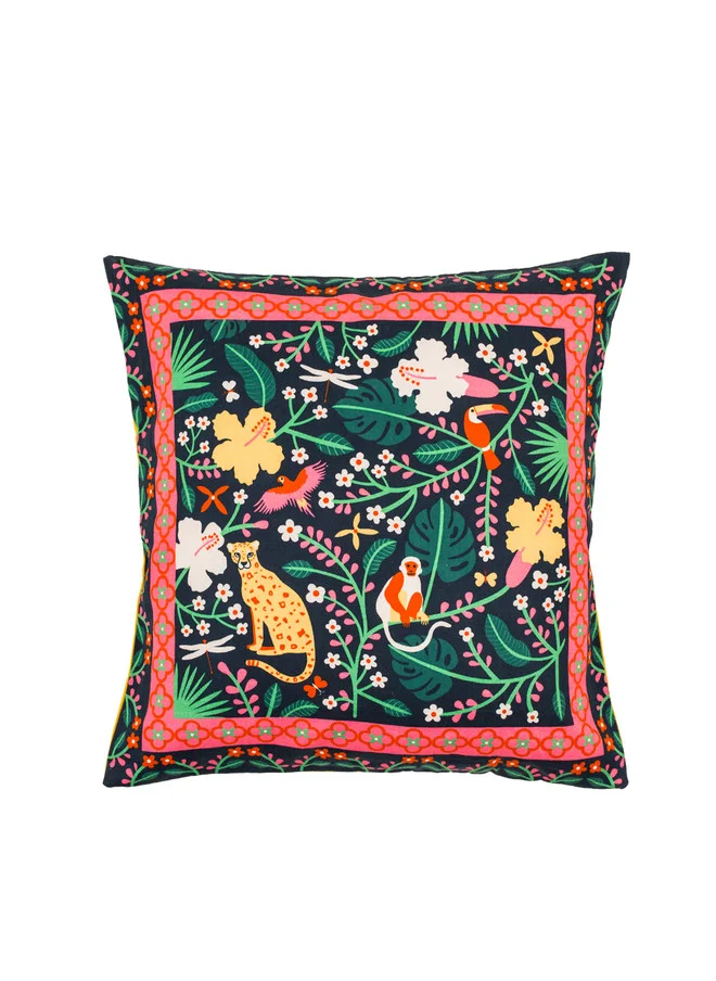 Chumbak Forest Animals 16” Cushion Cover - Dark Blue