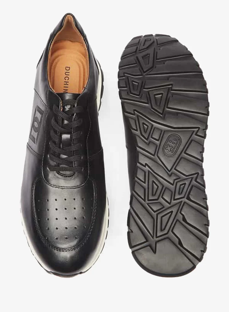 DUCHINI Men's Solid Lace-Up Low Ankle Sneakers