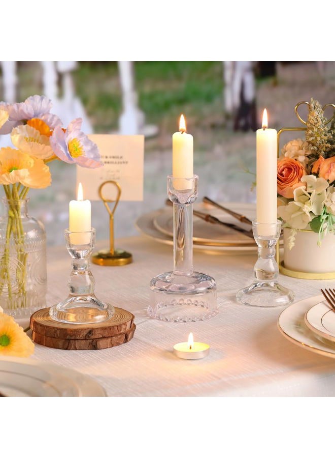 Lanttu Circle Candlestick Holders Bulk, 6 Pcs Clear Combination Candle Holders Set, Crystal Candle Holders for Wedding, Table Centerpiece, Home Decoration - Image 5