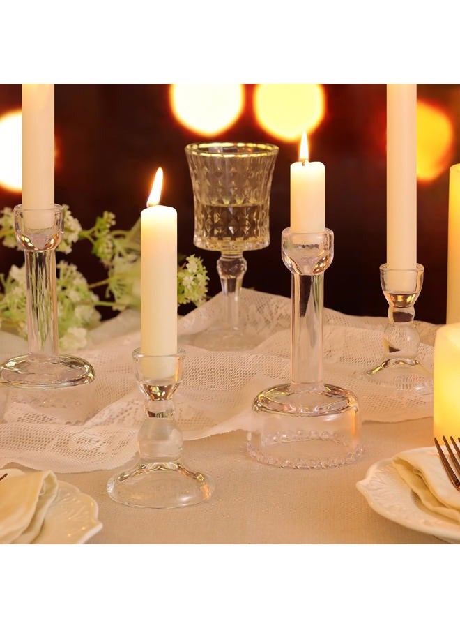 Lanttu Circle Candlestick Holders Bulk, 6 Pcs Clear Combination Candle Holders Set, Crystal Candle Holders for Wedding, Table Centerpiece, Home Decoration - Image 3