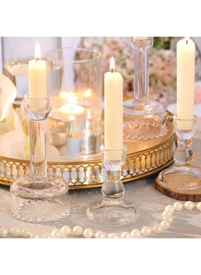 Lanttu Circle Candlestick Holders Bulk, 6 Pcs Clear Combination Candle Holders Set, Crystal Candle Holders for Wedding, Table Centerpiece, Home Decoration - Image 2