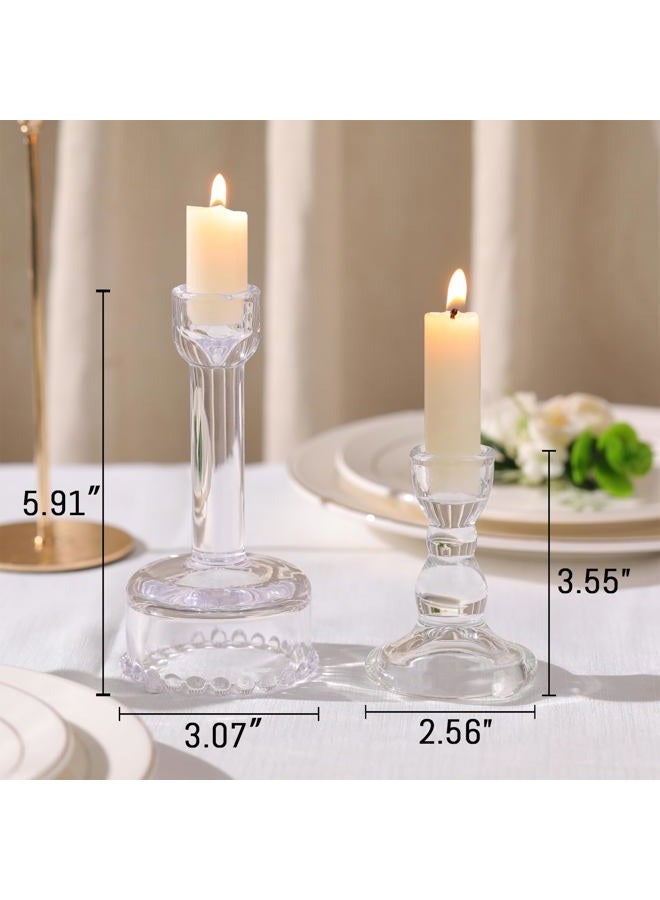 Lanttu Circle Candlestick Holders Bulk, 6 Pcs Clear Combination Candle Holders Set, Crystal Candle Holders for Wedding, Table Centerpiece, Home Decoration - Image 4