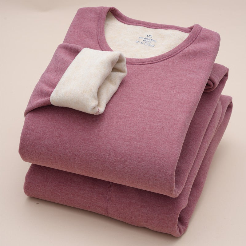 Men'S Fleece-Lined Thickened Koala Velvet Thermal Underwear Suit Baby Velvet Soft Autumn Clothes And Pants For Men And Women Round Neck - Image 1