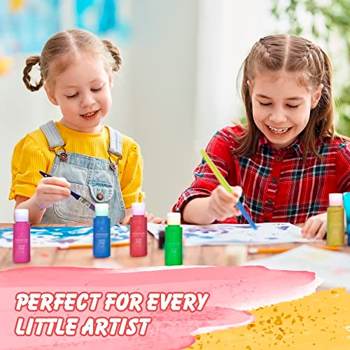 Positive Art Kids Tempera Paint Set | Value Pack Includes 40 Washable Non-Toxic Colorful Paints (2oz bottles) & 15 Brushes | Metallic, Neon, Glow In The Dark, Glitter Paints | Paint For Arts & Crafts, Fun Projects - Image 5