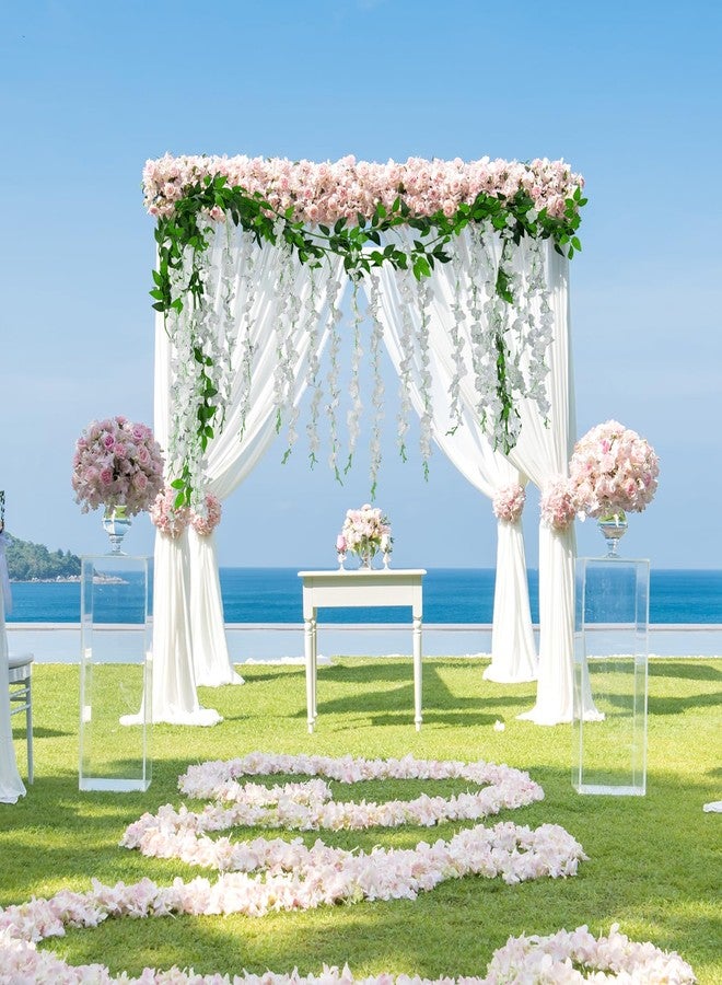 ARTKAIKE Artificial Flowers Garland for Home Decor, Fake Wisteria Vine Silk Hanging Plant Flower for Room Bathroom Wall Kitchen Bedroom Garden Outdoor Wedding Decor (4, White) - Image 5