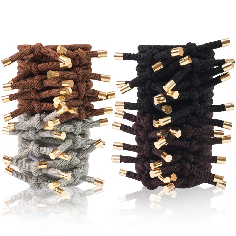 DealEachDay 40 PCS Elastics Knotted Hair Ties for Women, Adjustable No Damage Ponytail Holders for Women Girls, 5MM Rubber Bands for Hair, 4 Colors - Image 1