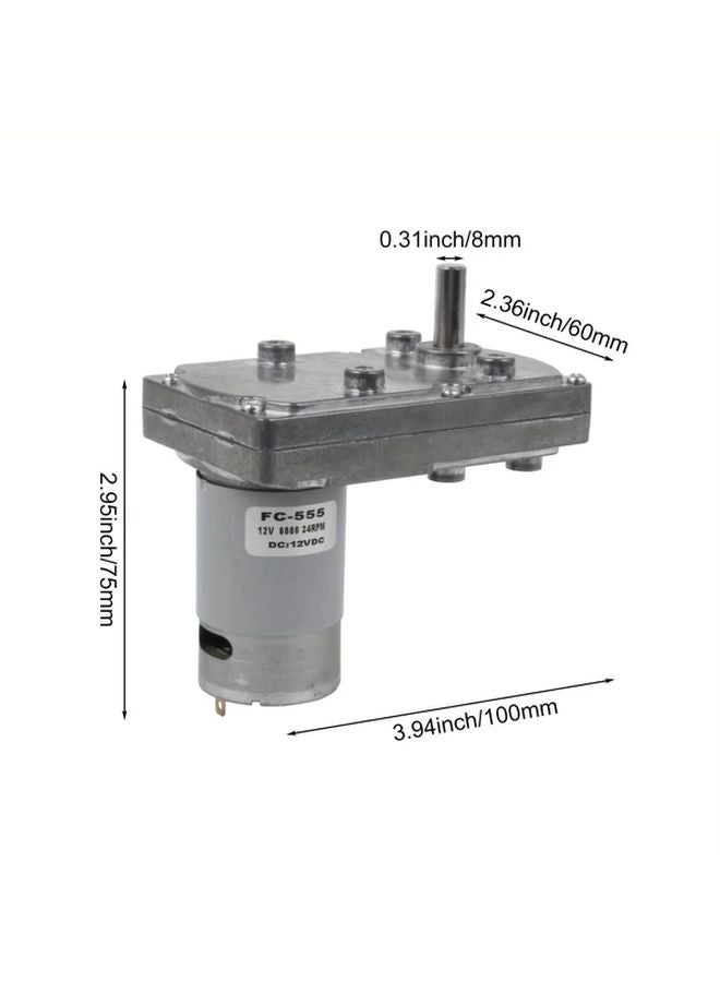 Metal Silvery 12V Square Gear Motor 34RPM High Torque Robotics Automation Gearbox - Image 3