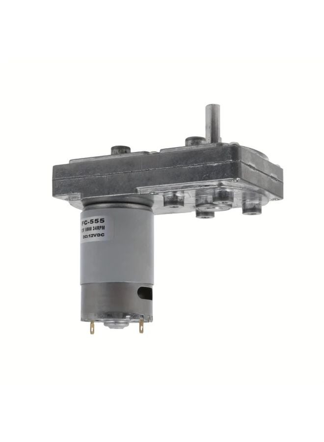 Metal Silvery 12V Square Gear Motor 34RPM High Torque Robotics Automation Gearbox - Image 2