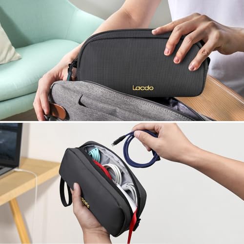 Lacdo Electronics Organizer Travel Case, Travel Bag Water Resistant Cable Organizer, Tech Accessories Pouch Carry Storage Bag for Charger, Cord, Hard Drive, Phone, Power Bank, Travel Essentials, Black - Image 4