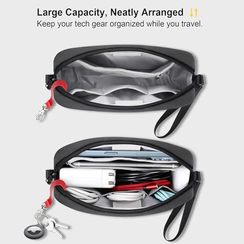 Lacdo Electronics Organizer Travel Case, Travel Bag Water Resistant Cable Organizer, Tech Accessories Pouch Carry Storage Bag for Charger, Cord, Hard Drive, Phone, Power Bank, Travel Essentials, Black - Image 3