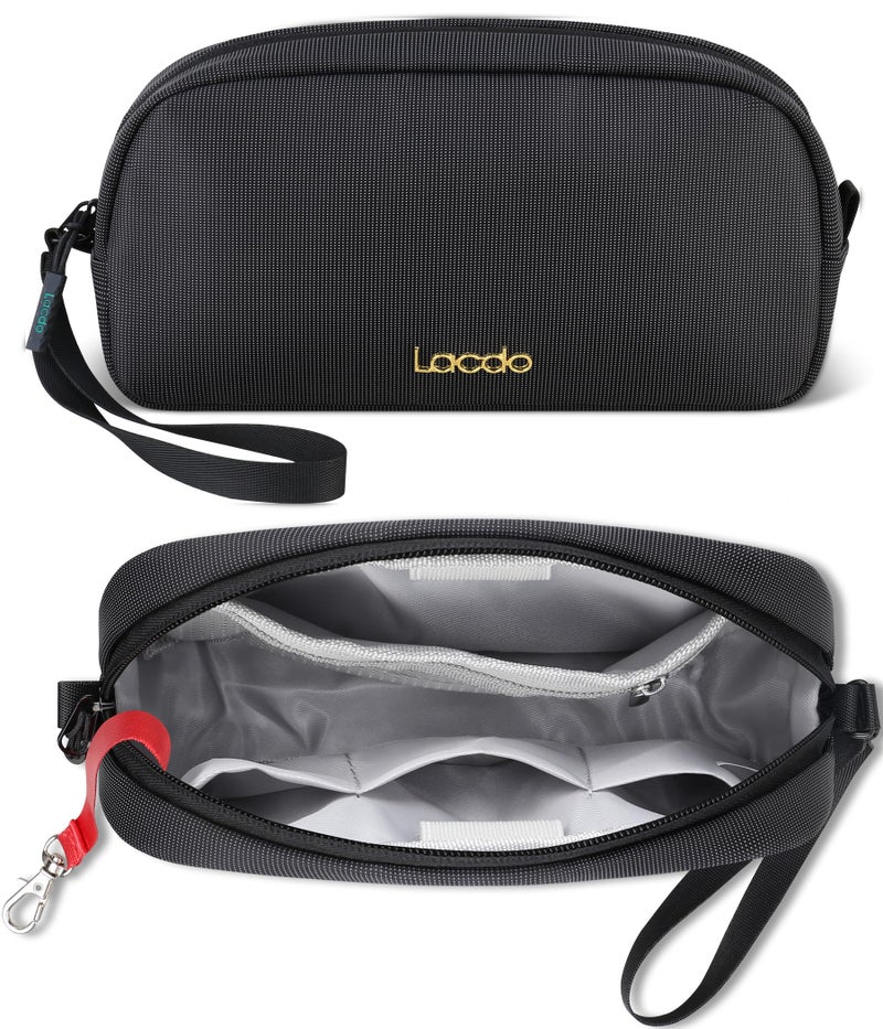 Lacdo Electronics Organizer Travel Case, Travel Bag Water Resistant Cable Organizer, Tech Accessories Pouch Carry Storage Bag for Charger, Cord, Hard Drive, Phone, Power Bank, Travel Essentials, Black - Image 1