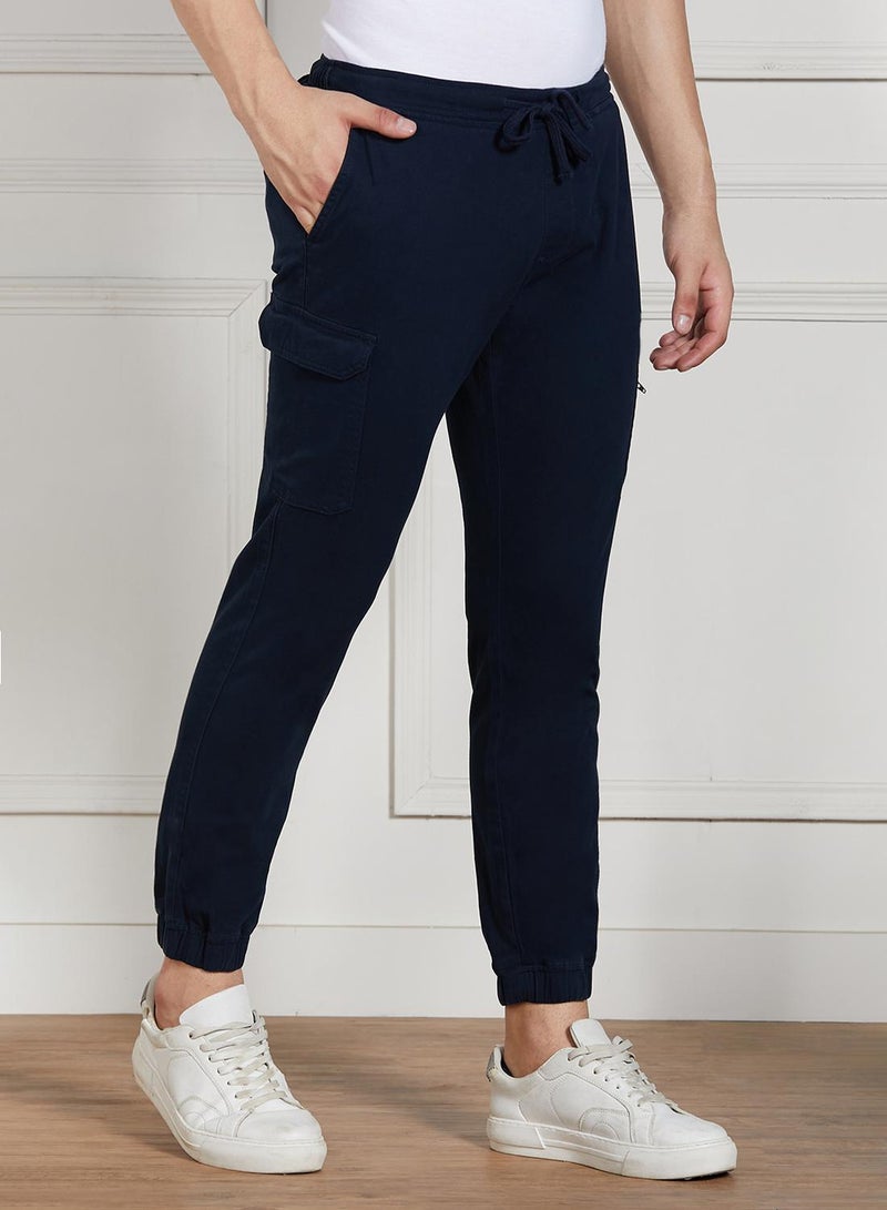 Dennis Lingo Relaxed Fit Navy Men's Cotton Lycra Solid Cargo Trouser, Mid Rise, Full Length, Casual  - Image 2