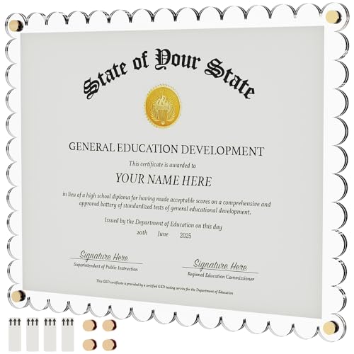 Laumffon Certificate Frame, 8.5x11 Wall Mount Picture Diploma Document Degree Frame, No Drill Clear Acrylic Photo Frame with Adhesive Tape and Golden Screws for Certificate, Pressed Flowers, Money, Diploma, 1Pcs - Image 1