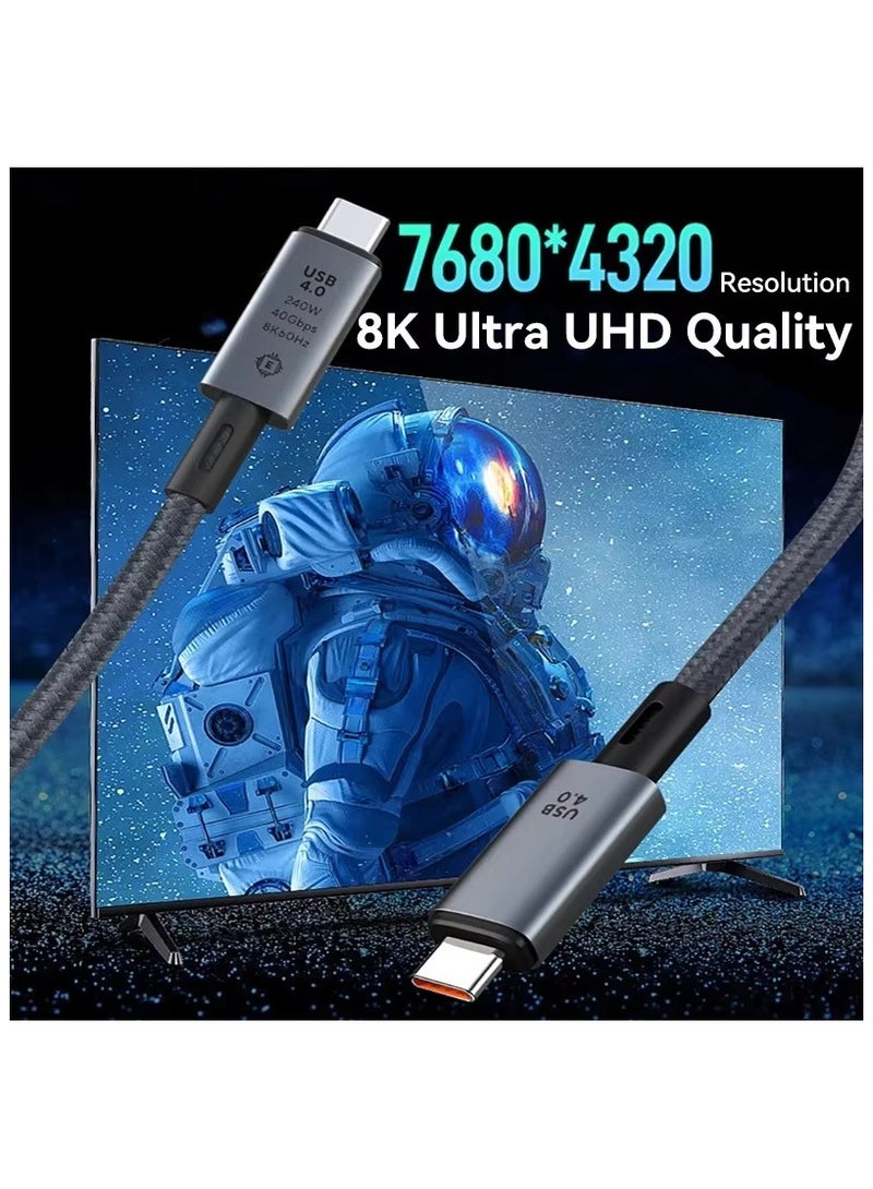 كابتن تيك كابل USB C كامل المواصفات لبيانات الفيديو وشحن سريع 240 وات وسلك USB4.0 فائق السرعة 40 جيجابت في الثانية ووصلة شاشة 8K 60 هرتز متوافقة مع جميع أجهزة Thunderbolt 3 و4 1m/3.3ft - Image 3