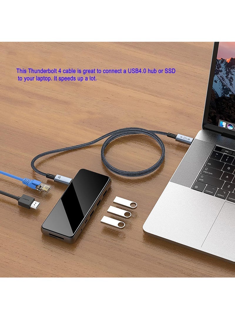 كابتن تيك كابل USB C كامل المواصفات لبيانات الفيديو وشحن سريع 240 وات وسلك USB4.0 فائق السرعة 40 جيجابت في الثانية ووصلة شاشة 8K 60 هرتز متوافقة مع جميع أجهزة Thunderbolt 3 و4 1m/3.3ft - Image 5