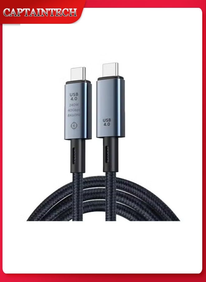 كابتن تيك كابل USB C كامل المواصفات لبيانات الفيديو وشحن سريع 240 وات وسلك USB4.0 فائق السرعة 40 جيجابت في الثانية ووصلة شاشة 8K 60 هرتز متوافقة مع جميع أجهزة Thunderbolt 3 و4 1m/3.3ft - Image 1