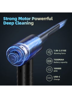 SYOSI SYOSI Compressed Air Duster, 3-Gear Adjustable 100,000RPM Air Duster, Handheld 2 in 1 Air Duster & Vacuum Cleaner, Portable Mini Air Duster Kit with LED Light for Car, PC, Keyboard, Carpet  - Image 4