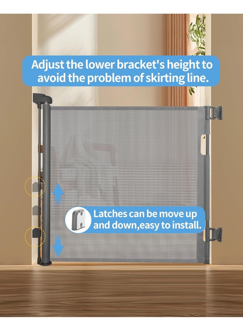 Retractable Baby Gate for Doorways and Stairs, Mesh Safety Gate for Pet, Indoor & Outdoor Use, One-Hand Operation, Easy Installation, 33.6" Tall, Expands to 55" Wide（33.6"x55"） - Image 3
