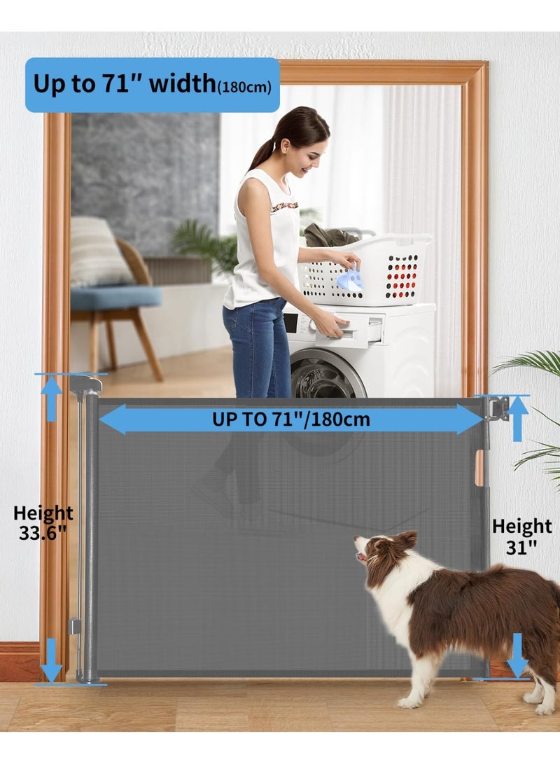 Retractable Baby Gate for Doorways and Stairs, Mesh Safety Gate for Pet, Indoor & Outdoor Use, One-Hand Operation, Easy Installation, 33.6" Tall, Expands to 55" Wide（33.6"x55"） - Image 2