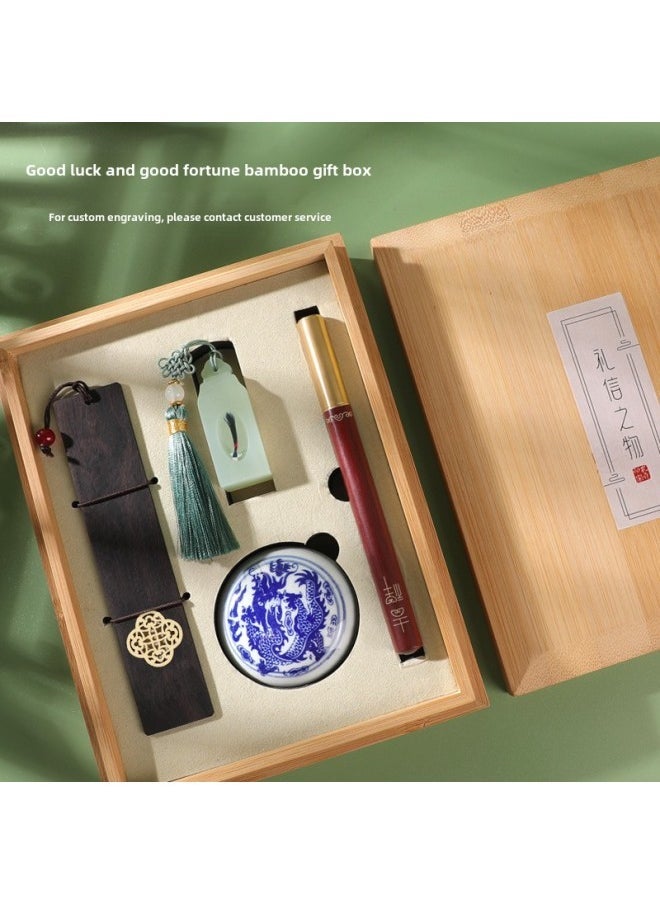 Baby Birth Brush Making Pendant Souvenir Making DIY Homemade Birth Necklace Birth Hair Hundred Days Suit-Color:Good Luck-bamboo Gift Box  - Image 1