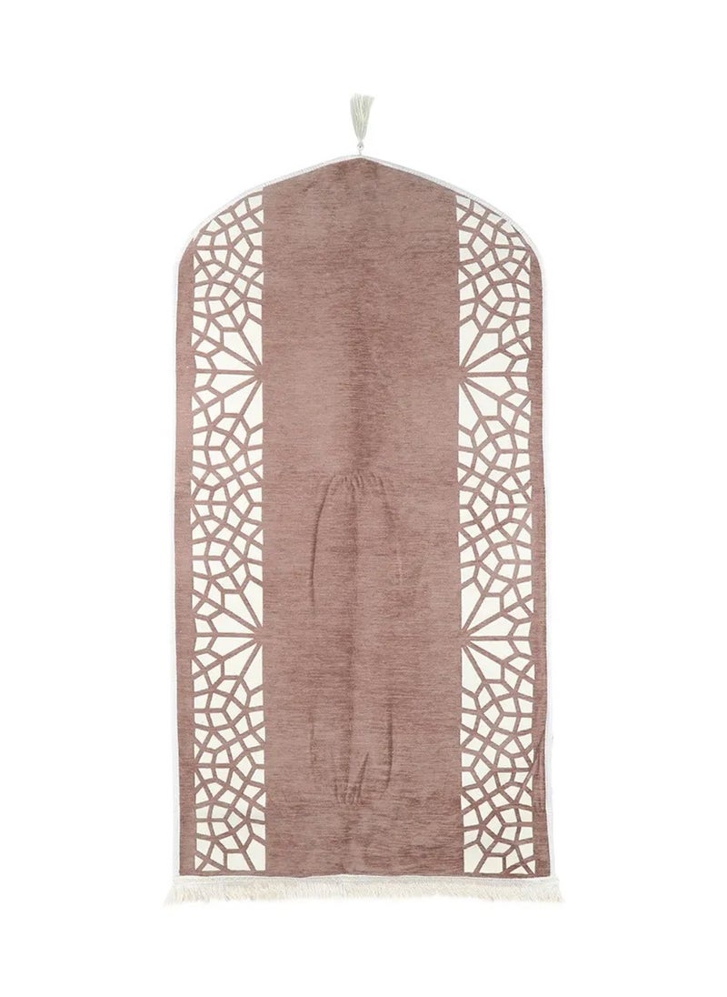 MANASEK - Prayer Mat from the Eylul collection with a bag from the local brand Manasek | Saudi products | Made of polyester, cotton, and soft double chenille fabric, comfortable and practical - 70 x 120 cm - Image 1
