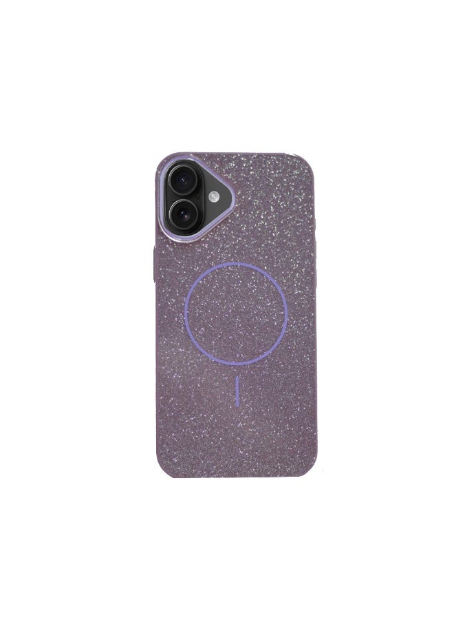 متوافق مع غطاء خلفي لهاتف آيفون 16 بلس من الكريستال اللامع البسيط متوافق مع ماج سيف - (أرجواني)