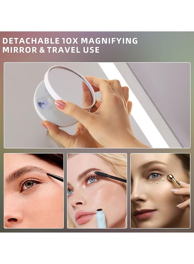 Vanity Mirror with Lights, Crystal Crushed Diamond Frame, Smart Touch 3 Color Light, Tabletop Makeup Mirror, Large Hollywood Mirror with Dimmable LED Light Strip USB Charge Port 3 Color Modes  - Image 4